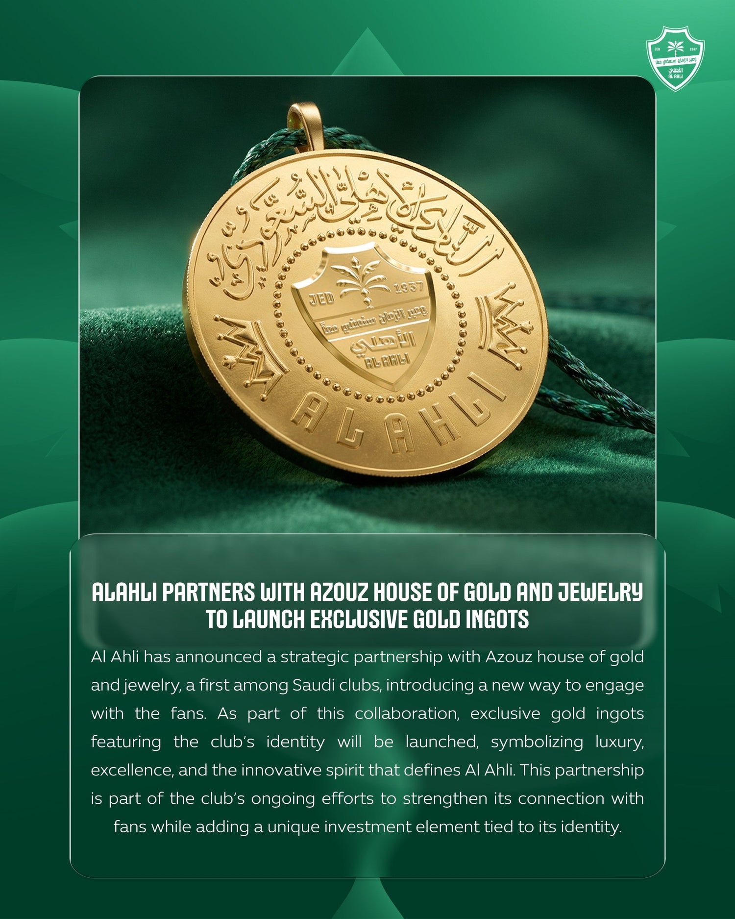 Identity in Gold – Al Ahli Launch Exclusive Gold Partnership