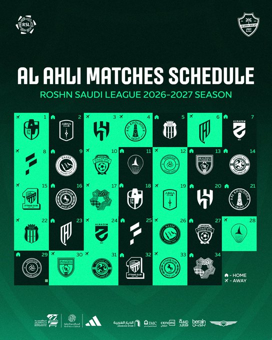 Al Ahli's 2026/27 Roshn Saudi League Fixtures Are Official! 🟢🗓️